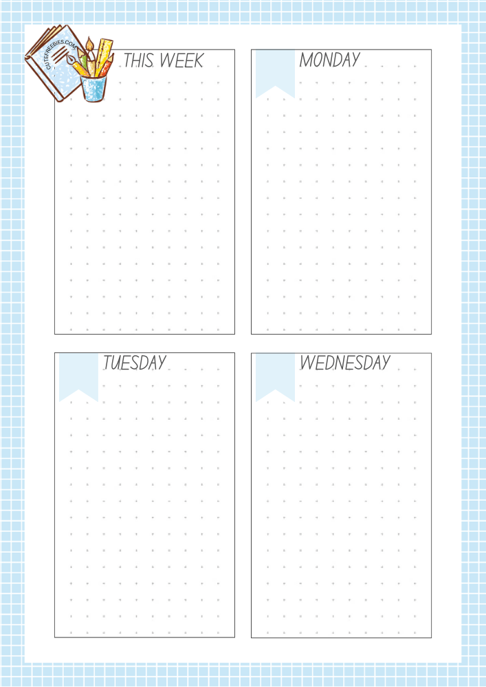 FREE PRINTABLE WEEKLY PLANNER - plus more planner pages for your school binder --- SEE PREVIOUS POST TO GET THE COMPLETE PLANNER