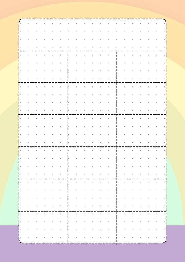 Free printable monthly bullet journal table with rainbow theme