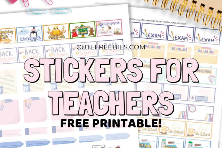 Free Printable Teacher Planner Stickers to mark your school days and more. Free download now! #freeprintable #plannerstickers #backtoschool #teacherplanner #cutefreebiesforyou #planneraddict