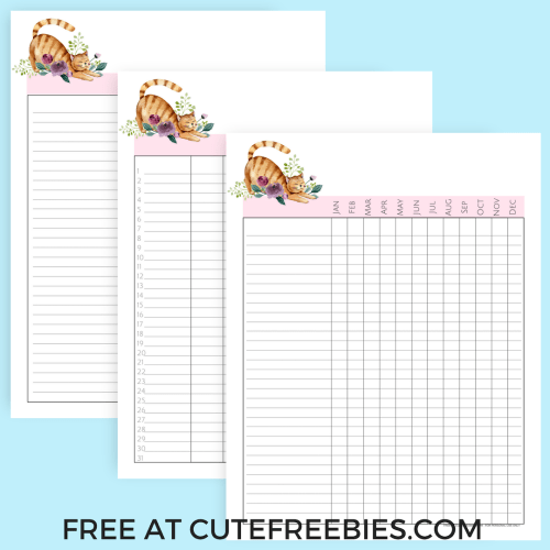 FREE Cute Cats Planner For 2019! Get your free printable planner with 2019 monthly calendar, future log, weekly planner, trackers and planner templates. Download now! #freeprintable #printableplanner #cutefreebies