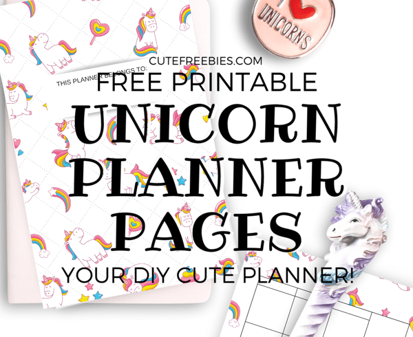 Free Unicorn DIY Printable Planner! Monthly calendar template, weekly planner and notes page plus a cute cover. Use these to create your own planner. Free download now! #freeprintable #printableplanner #cutefreebies #unicorn