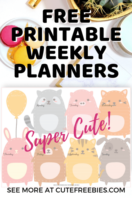 Weekly Planner Free Printable PDF - super cute designs! Choose from our free printable weekly planners and get your free download. #cutefreebies #weeklyplanner #bujoweekly #printableplanner #weeklyspread #bulletjournalweekly 