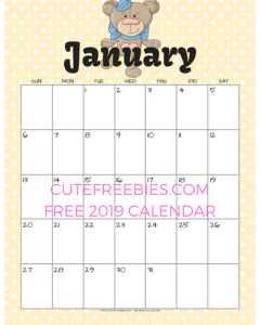 Free 2019 Cute Yellow Calendar With Animals! Free printable monthly calendar planner with cute baby animals. Get your free download now! #2019calendar #freeprintable #cutefreebies